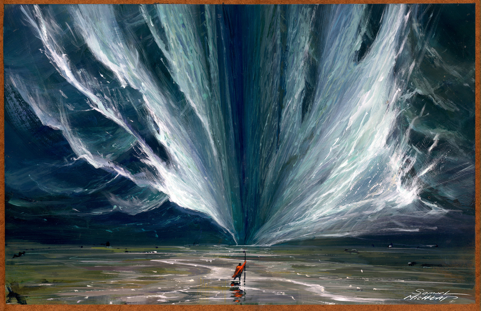 Concept art for Moses parting the Red Sea in the movie Prince of Egypt, created by Samuel Michlap